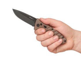 Автоматический складной нож Boker Plus Strike Spearpoint, сталь AUS-8 с покрытием, рукоять алюминий, Coyote