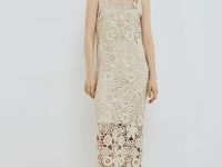 Ажурное платье миди А-силуэта, Бежевый
