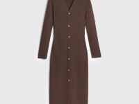 Вязаное облегающее платье, Коричневый