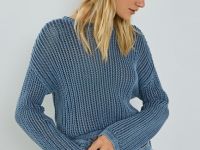 Ажурный укороченный джемпер, Синий