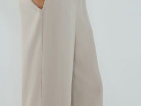 Прямые брюки с поясом на резинке, Бежевый
