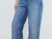 Прямые джинсы с отворотами, Голубой