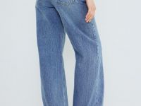 Широкие джинсы с высокой посадкой, Голубой