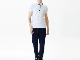 Мужское поло Lacoste с контрастным воротом