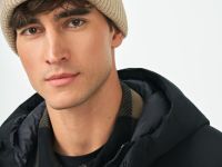 Шапка-бини с отворотом, Бежевый