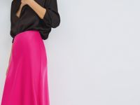 Сатиновая юбка А-силуэта, Розовый