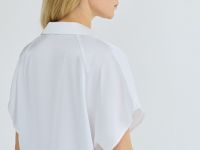 Сатиновая блузка с коротким рукавом, Белый