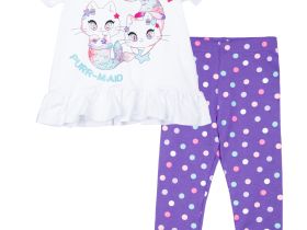 Комплект трикотажный для девочек: фуфайка (футболка), брюки (легинсы)