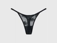 Трусы-стринги из кружевной сетки, Черный