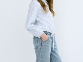 Рубашка с утяжкой по низу для девочек, Белый