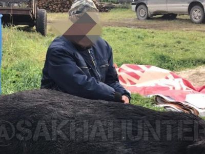 Фотофакт: в Ленском районе Якутии добыли дикого кабана