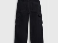 Широкие джинсы с карго-карманами для мальчиков, Черный