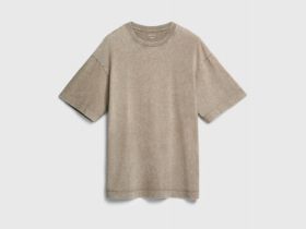Базовая футболка с эффектом стирки, Бежевый