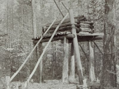 Арангас – культовое сооружение (лабаз), на котором захоронена лошадь, 1886 г.