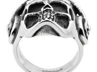 Кольцо с черепом ZIPPO, серебристое, нержавеющая сталь, диаметр 21 мм