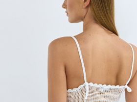 Ажурный топ с цветочным узором, Бежевый
