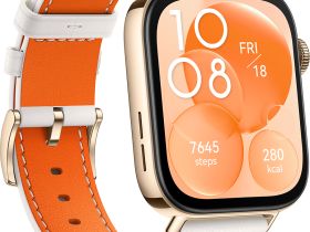 Умные часы HUAWEI Watch Fit 3 Золотистые, с белым кожаным ремешком