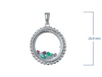 Подвеска из белого золота с бриллиантами, турмалинами, сапфировым стеклом и изумрудами э4781пд07240373