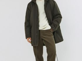 Удлинённая утеплённая парка с капюшоном, Зеленый