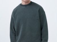 Свитшот с эффектом стирки, Зеленый