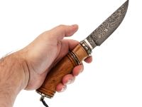 Авторский нож Сокол, сталь мозаичный дамаск, подарочная шкатулка