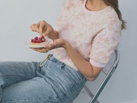 Джемпер с декором из кружева, Розовый