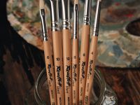 Кисть щетина №10 плоская Roubloff "start" ручка короткая, бежевая матовая, серебристая обойма