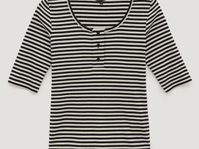 Блузка с округлым вырезом в полоску