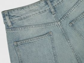 Прямые джинсы средней посадки с отворотами, Голубой