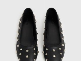 Балетки с заклёпками, Черный