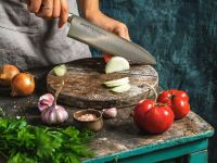 Поварской кухонный шеф-нож Samura Bamboo 24 см, сталь Aus 8, рукоять нержавеющая сталь