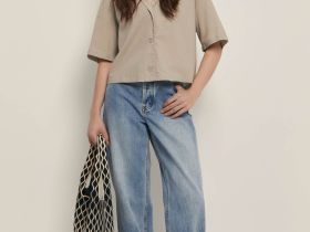 Укороченная блузка из хлопка и льна