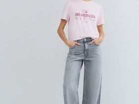 Футболка с принтом, Розовый