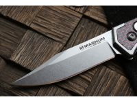 Полуавтоматический складной нож Magnum Rubico Auto - Boker 01SC054, сталь 440A Stonewash, рукоять карбон/нержавеющая сталь, чёрно-красный