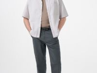 Рубашка из ткани оксфорд с коротким рукавом, Бежевый