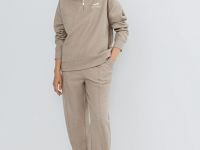 Толстовка с воротником-стойкой на молнии, Коричневый