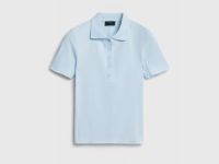 Поло в рубчик с коротким рукавом, Голубой