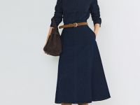Юбка миди A-силуэта, Синий