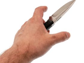 Нож Pocket Wolf Мини Тактик с долом, сталь CPR, рукоять G10/carbon, черно-зеленый