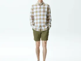 Мужская клетчатая рубашка Lacoste из смеси льна