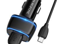 Автомобильное зарядное устройство Borofone BZ14 Max 2хUSB/кабель USB- Type-C 12W (черный)