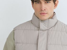 Утеплённый стёганый жилет, Бежевый