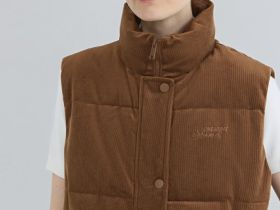 Утеплённый вельветовый жилет, Желтый