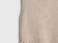 Асимметричный вязаный топ с бахромой, Бежевый