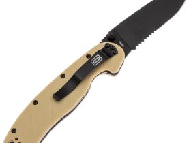 Складной нож полусеррейторный Ontario RAT 1 Desert, сталь AUS-8, рукоять термопластик GRN, песочный/черный