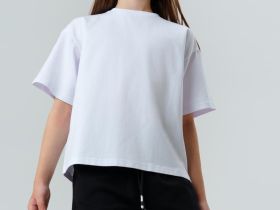 Комплект трикотажный для девочек: фуфайка (футболка), шорты, сумка-мешок