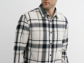 Рубашка в клетку из хлопка, Белый