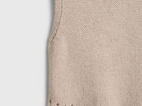 Асимметричный вязаный топ с бахромой, Бежевый