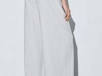 Широкие льняные брюки, Бежевый