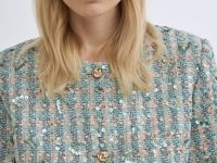 Укороченный твидовый жакет, Зеленый